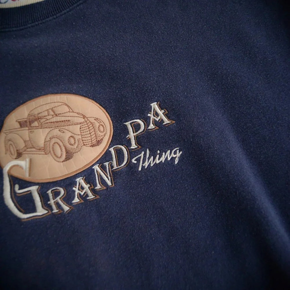 Vintage M&C Sport Navy & Tan It's a Grampa Thing Crewneck Sweater XXL - Picture 11 of 12